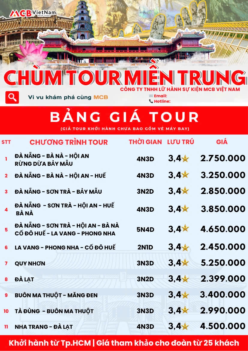 ✨ CHÙM TOUR MIỀN TRUNG – HÀNH TRÌNH KHÁM PHÁ DI SẢN CÙNG MCB VIỆT NAM ✨