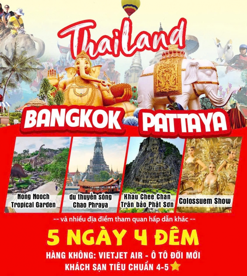 Du lịch Thái Lan Bangkok – Pattaya 5N4Đ | Lâu Đài Tỷ Phú – Đảo San Hô – Du Thuyền sông Chao Phraya