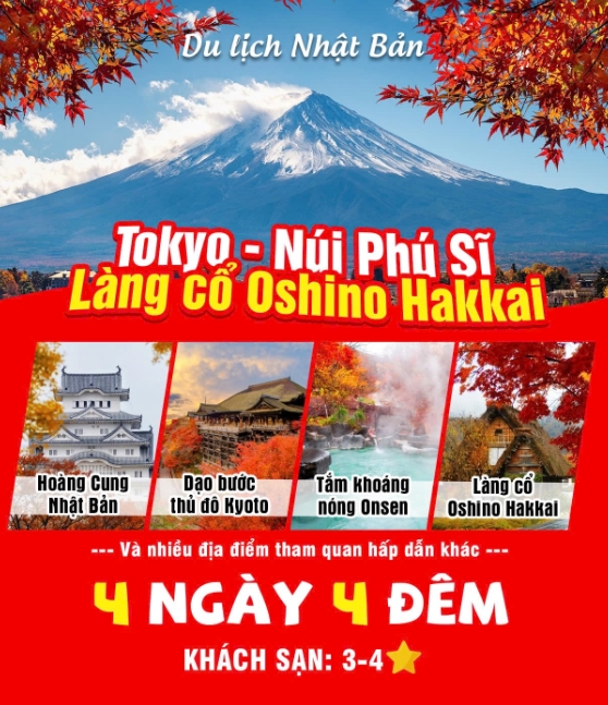 Nhật Bản: MONO 4 ngày 4 đêm ( Tokyo - Núi Phú Sĩ - Làng cổ  Oshino Hakkai)