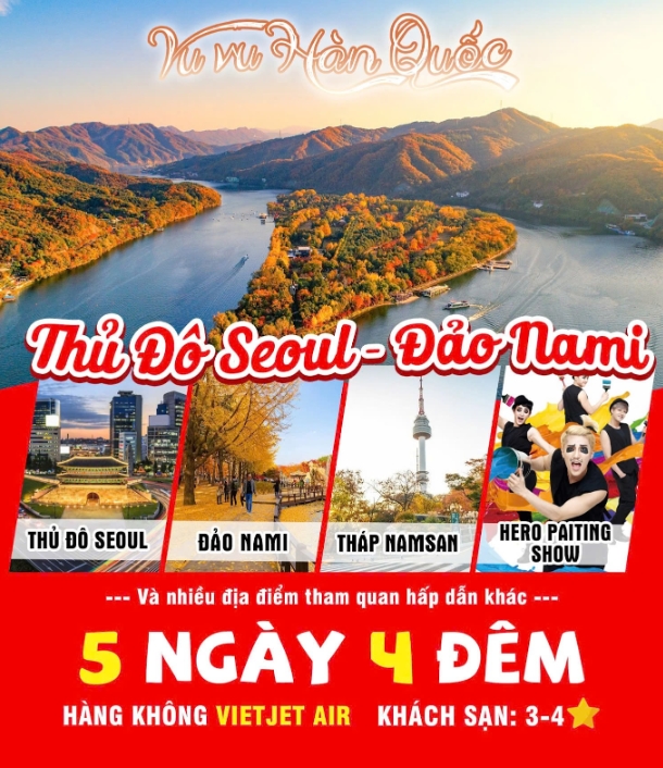 Hàn Quốc: SEOUL - NAMI - EVERLAND 5 ngày 4 đêm